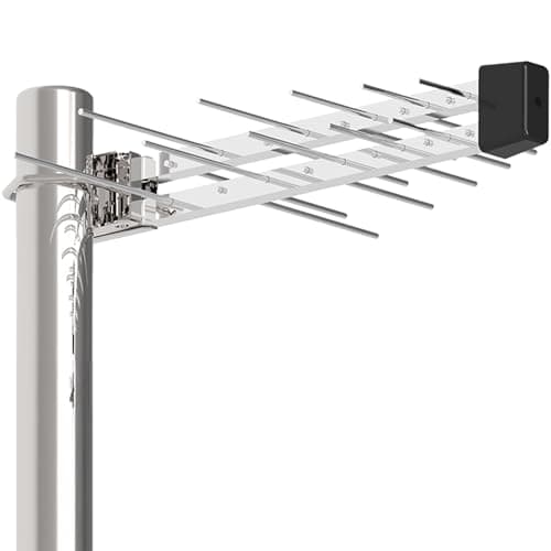 Antenna TV Esterna Potente – Antenna Digitale Terrestre Amplificata per Ricezione a Lungo Raggio, Facile Installazione, Supporta 4K 1080p VHF UHF DVB-T/DVB-T2, Cavo Coassiale da 8M