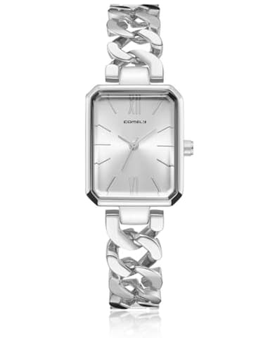 CIVO Orologio Donna Acciaio Inossidabile: Analogico Rettangolare Impermeabile - Argento Elegante Regalo per Donna