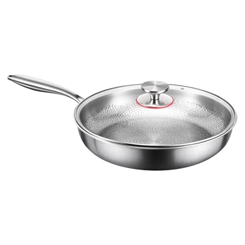 Nuhjytgf Padella in titanio martellato Pro, padella per uova, pentole con coperchio, materiale duraturo: utilizza, ampia gamma di usi, 32 cm per campeggio, cucina all'aperto, verdure