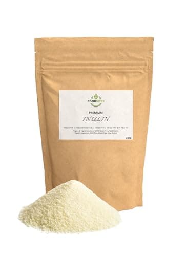 Inulina a Catena Lunga in Polvere 250g - Fibra Prebiotica per ridurre l'apporto calorico dei cibi - Inulina da Cicoria 100% di Purezza - Fibra Vegetale Prebiotica da Radici di Cicoria