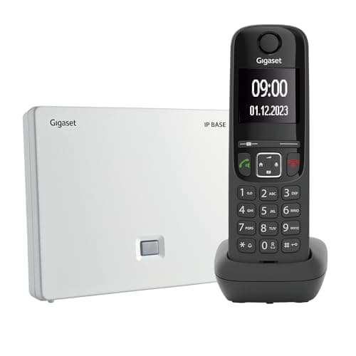 Gigaset AS690A IP BASE - Telefono VoIP - Supporta 6 portatili - Accesso ai contatti Google, Office 365, Nero [Compatibile in IT, DE, FR, NL, AUT, CHE]