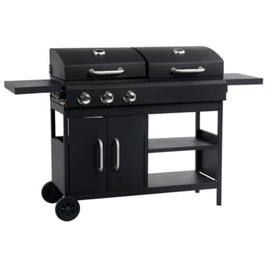 Gecheer Barbecue Combinato Carbone e Gas 3 Fuochi,P47388