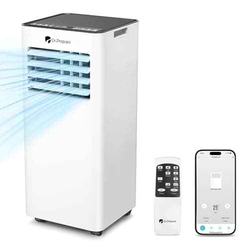 Dr.Prepare Condizionatore Portatile 9000 BTU Smart WiFi 30 m², Raffreddamento Deumidificatore Ventilatore Modalità Sleep 4-in-1 Contollo Touch/Telecomando, Timer 24H, 2 Tipi Accesori di Installazione