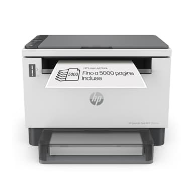 HP Laser Tank 2604dw 381V0A, Stampante Monocromatica Multifunzione con Serbatoio Toner integrato a Ricarica Rapida, Stampa F/R Automatica, 22 ppm, Fino a 5000 Pagine, Scansione A4, Wi-Fi, USB, Bianca