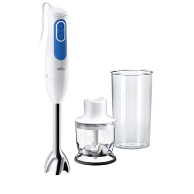 Braun Multiquick3 MQ3020 Pesto, 5 ANNI DI ASSISTENZA, Minipimer Frullatore ad Immersione, Dotato di Minitritatutto da 350ml e Bicchiere Graduato 600 ml, 2 Velocità, Tecnologia Splash Control, 700W