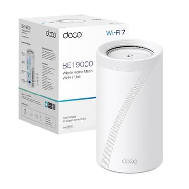 TP-Link WiFi 7 Deco BE85 Router Mesh, BE19000Mbps Tri-Band, Canali 320 MHz, Porta 10Gbps Combinata Ethernet/Fibra, Ripetitore, WiFi 7 Senza Precedenti, Alexa, Funziona con Qualsiasi ISP e Modem