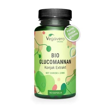 Glucomannano Forte | 4000 mg | con Cromo e Zinco | Alto Dosaggio | Senza Additivi | No OGM | Vegan | Vegavero®