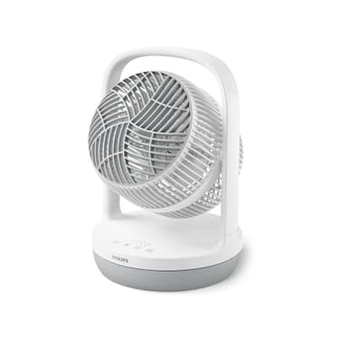 PHILIPS Ventilatore da tavolo Serie 2000. Potente e ultra-silenzioso. 23 dB. Circolatore d'aria. Inclinazione regolabile di 180°.Timer 12 ore. Per camera da letto, casa e ufficio. CX2050, bianco.