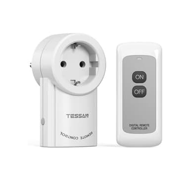 TESSAN Presa con Telecomando, Portata 25M Presa Telecomandata, 2300W, Wireless Interruttore Spine per Elettrodomestici, Decorazioni Natalizie, Luci Elettriche, Bianco