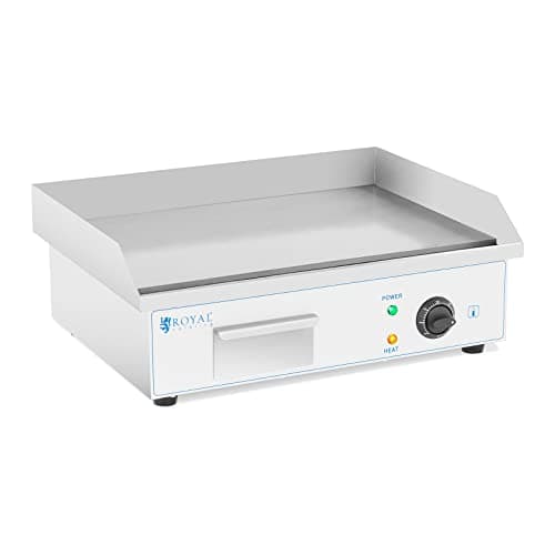 Royal Catering Fry Top Elettrico Piastra per Grigliare Liscia RC-EG54 (550 x 350 mm, 3000 W, Acciaio inox, Ferro)