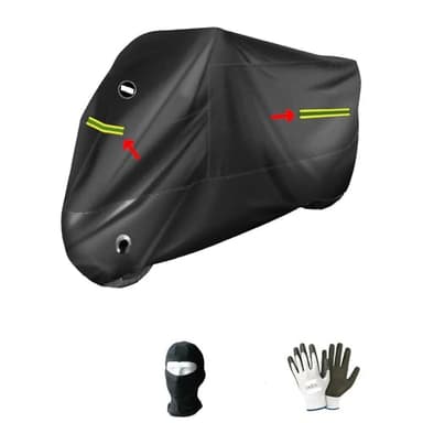 COMPATIBILE CON HONDA ADV 350-750 TELO ANTIGRANDINE IMPERMEABILE COPRIMOTO FELPATO PER MOTO-SCOOTER NERO CON STRISCE FLUO+FORO CATENA COVER CAPPOTTA 246X105X127CM