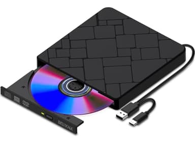 Beizkna Masterizzatore DVD Esterno, Lettore CD Esterno per PC Portatile USB 3.0 e Type-C DVD CD+/-RW Unità Ultra Slim per PC, Desktop, MacBook, iMac, Windows 11/10/8/7/XP/Vista/Linux/Mac/OS, Nero