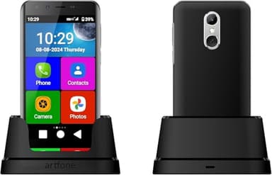 Téléphone Senior Intelligent 4G VoLTE avec Bouton SOS & Gros Caractères丨Écran HD de 5 Pouces丨Android 12丨Appareil Photo 13MP丨GPS丨Batterie 2550mAh丨Smartphone per anziani pour WhatsApp & Wi-Fi - Noir