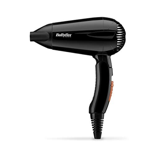 BaByliss 5344E Asciugacapelli da Viaggio 2000 W Leggero e Compatto con Manico Pieghevole, Doppio Voltaggio, Nero