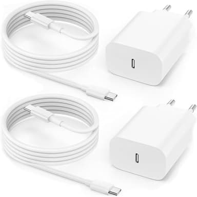 Caricatore per iPhone 16 15/16 15 Pro/16 15 Pro Max/16 15 Plus/iPad 10 Generazione, 2 Pezzi Caricabatterie Alimentatore Presa Spina Rapido USB C 25W con Cavo 2M