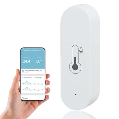 Mini Sensore Digitale di Temperatura Interna e Umidità, Monitoraggio della Temperatura di Umidità WiFi, Termometro Igrometro Intelligente, Compatibile con Alexa e Google Home (1 Pezzo)