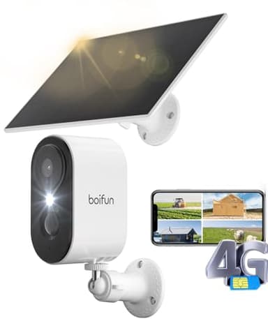 BOIFUN 3G/4G LTE Telecamera Esterno con SIM Scheda,2K Telecamere Senza Fili con Pannello Solare,Visione Notturna a Colori, Audio Bidirezionale,Rilevamento del movimento, Impermeabile e Antipolvere