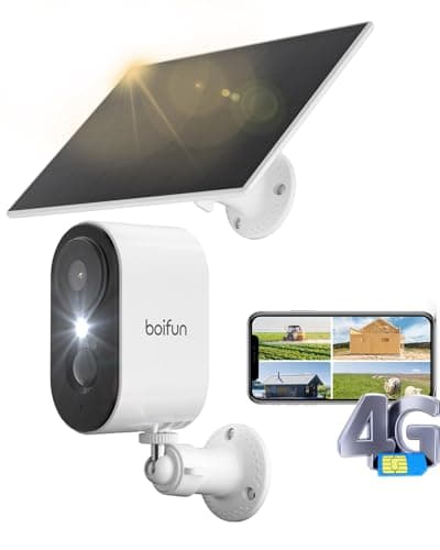 BOIFUN 3G/4G LTE Telecamera Esterno con SIM Scheda,2K Telecamere Senza Fili con Pannello Solare,Visione Notturna a Colori, Audio Bidirezionale,Rilevamento del movimento, Impermeabile e Antipolvere