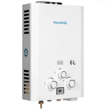 6L 12KW Scaldabagno a Gas di petrolio propano GPL Scaldabagno istantaneo Per Casa Camper ed Esterni Casa Estiva bianco StandHeiz