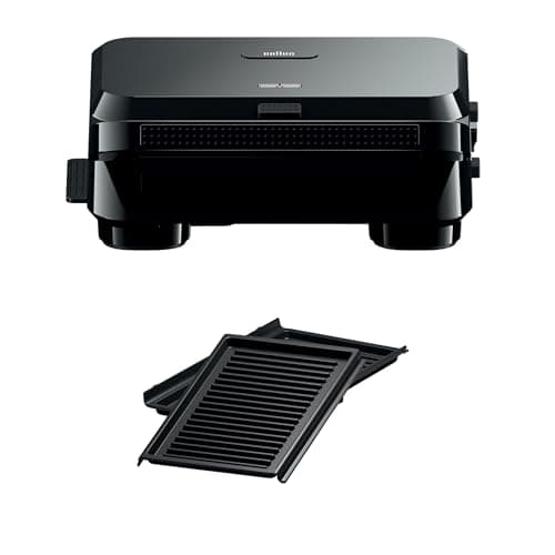 Braun SnackMaker 5 SM5001, Sandwich Maker con Piastre Grill Rimovibili, in Alluminio Pressofuso, Piastre Lavabili in Lavastoviglie, 800W, Nero