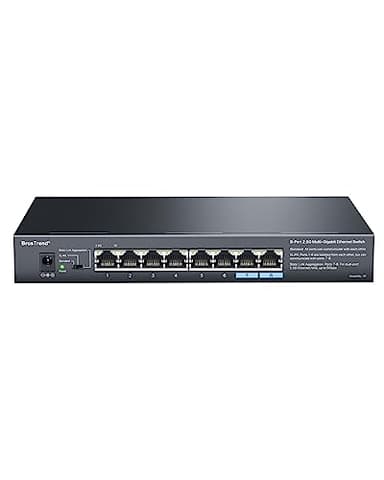 BrosTrend 2,5G Switch Ethernet 8 Porte, Unmanaged Switch Gigabit Hub Ethernet Supporto VLAN / Statico Aggregazione di Link, Funzionamento Silenzioso Plug e Play, Desktop O A Parete, Garanzia a Vita