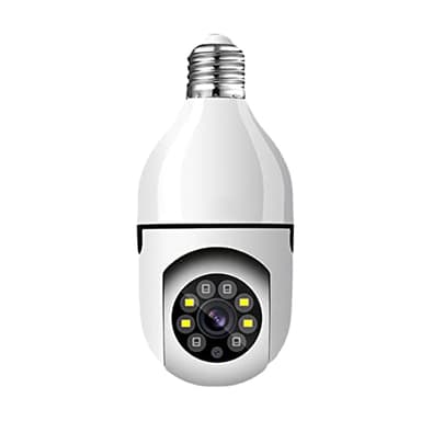 KEIRAA Telecamera di Sicurezza Domestica E27, Sistema Di Allarme Con Telecamera a Lampadina 1080P con WiFi a 2,4 GHz, Telecamere Di Sorveglianza Wireless Panoramiche a 360° Con Visione Notturna