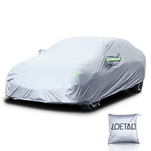 Telo Copriauto LOETAD Impermeabile Antipolvere Anti UV Anti Vento 470 x 180 x 150 cm Universale - Argento