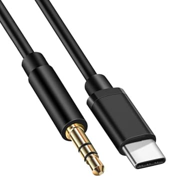 Cavo Aux da USB C a 3.5mm Jack cavo audio 1m, Alta Compatibilità e Qualità del Suono per Auto, Cuffie e Stereo, Compatibile con Dispositivi Huawei, Samsung, e Altri, Connettore Placcato Oro, Nero