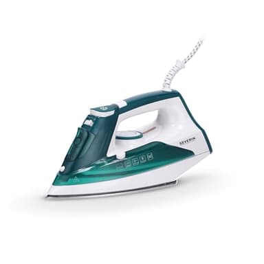 SEVERIN BA 3261 Ferro da stiro a vapore e secco 2400W, colpo vapore fino a 85 g, Ferro a vapore con funzione spray, antigoccia e autopulente, 175ml, Ferro a secco Bianco/verde