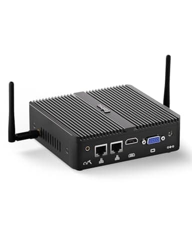 Baieyu Fanless Mini PC Win 10 Pro Celeron J4125, PC Industriale Fanless Integrato 8GB DDR4 RAM 256GB SSD, PC Fanless con HD/VGA, Doppio Display 4K, Doppio RJ45, Wi-Fi Dual Band, BT 4.0