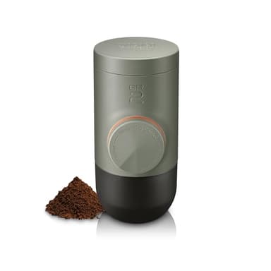 WACACO Minipresso GR2, Macchina caffè Portatile per caffè macinato compatibile con l'esterno, Macchina caffè espresso 18 bar a funzionamento manuale, Macchina caffè in movimento, ultra piccolo