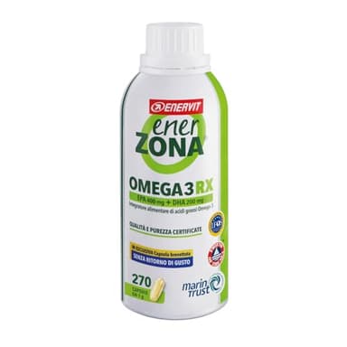 Enervit, Enerzona Omega 3 RX 270 Capsule da 1g Senza Ritorno di Gusto, Integratore Omega 3 IFOS, Acidi Grassi per Cuore, Vista e Cervello, Olio di Pesce Omega 3 1000mg, Fish Oil Senza Glutine
