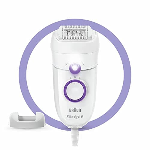 Braun Silk-épil 5, Depilatore Donna, Epilatore Elettrico Donna Adatto ai Contorni Difficili, con Impostazione della Velocità, Epilazione confortevole, Idea Regalo, 5-505 Bianco e Viola