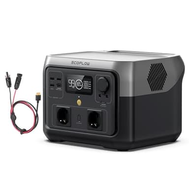 EF ECOFLOW RIVER 2 MAX Power station portatile, generatore solare da 512 Wh, con cavo XT60i, LiFeP04, fino a 1000 W di potenza, ricarica rapida in 1 ora, campeggio, camper,corrente di emergenza