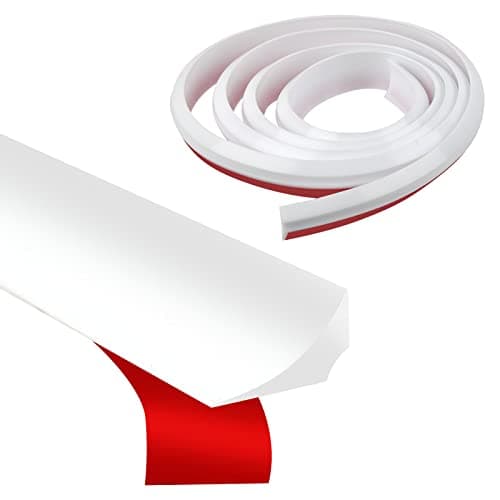 TMBMLPP Barriera Doccia Ferma Acqua Silicone 2 m Autoadesivo Bordo per Piatto Doccia Barriera Ferma Acqua Doccia Guarnizione Silicone Doccia Striscia di Tenuta del Vassoio Doccia Stop Acqua, Bianco