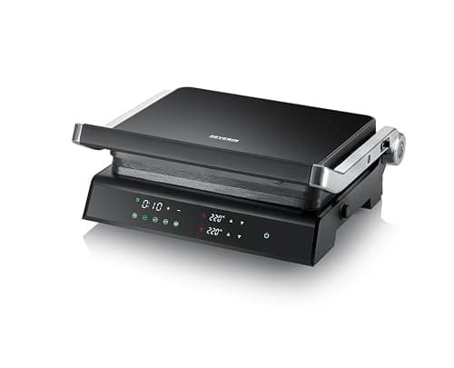 SEVERIN SEVINI Comfort per carne, pesce e verdura, macinino digitale per grigliare senza grassi con 5 programmi auto, rivestito in ceramica, per interni fino a 230 °C, 1800 W, nero, KG 2399