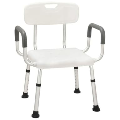 Gisinti Sedia Doccia Confortevole e Sicura per Anziani e Disabili - Con Braccioli, Schienale, Regolazione Altezza e Piedini Antiscivolo, Bianco