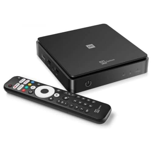 TELE System ON T2 HD: Decoder digitale terrestre Android TV, Smart TV Upgrade, Tuner DVB-T2 HEVC HDR10+HLG, HDMI, SCART Adapter Incluso - Certificato Google