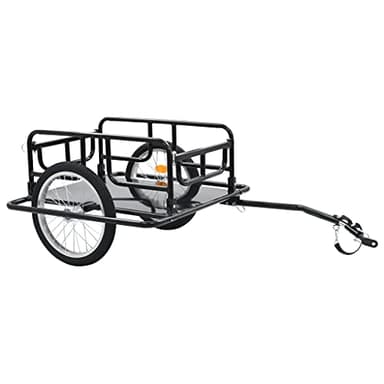 vidaXL Rimorchio da Bici in Acciaio Pieghevole Ante Battenti Traino Bicicletta Nero 50 kg Carrello Trasportino