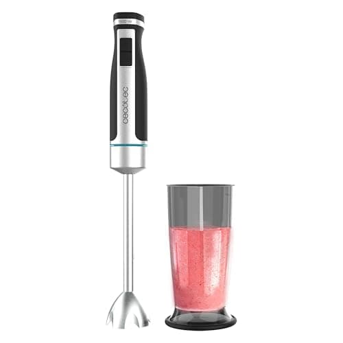 Cecotec Frullatore a Immersione Powergear 1500 Xl, 1500 W, 21 Velocità + Turbo, in Acciaio Inox, Braccio XL, 4 Lame, Rivestimento in Titanio, Ingranaggio in Metallo, Include Bicchiere con Coperchio