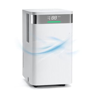 HAUSHOF Deumidificatore Casa 12L/24h, 38dB Deumidificatore Elettrico per ambienti di 20m² con 2L serbatoio e display LED, 3 modalità Deumidificatore portatile per camera da letto, cantina, bagno