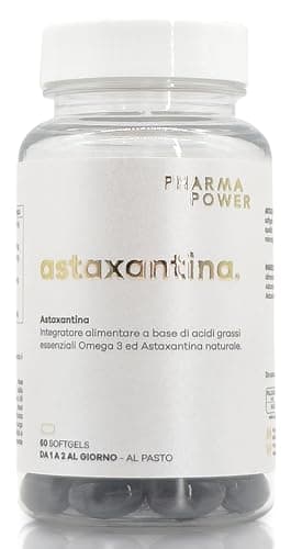 PharmaPower Astaxantina - Integratore Nutricosmetico Antiossidante di Astaxantina da 8 mg per Dose, Arricchito Con Omega 3, Alto Assorbimento e Biodisponibilità, Senza Glutine e Lattosio, 60 Softgels