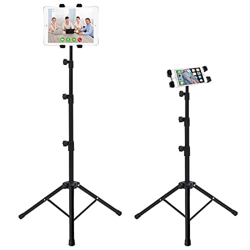 Supporto per treppiede per iPad, supporto per tablet regolabile in altezza, supporto per tablet con supporto per treppiede rotante a 360° per iPad e altri tablet da 5.5-12.9"
