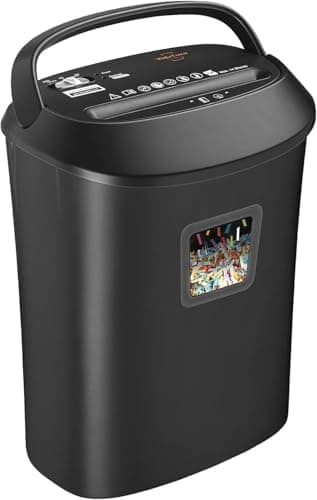 Tritacarte Distruggi documenti ufficio, VidaTeco Trituratore a 14 Fogli a Taglio Incrociato con Funzione Distruggi CD e Carte di Credito, Design con Impugnatura Portatile e Cestino da 25 litri