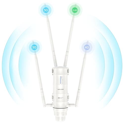 WAVLINK Router WiFi 4G LTE da Esterno con Slot per Nano SIM Card, 1200Mbps Dual Band Wireless Internet WiFi, 4x7dBi Antenne Omnidirezionali, Supporto Router/4G Router/Mix Mode