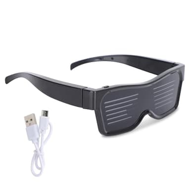 HERCHR Occhiali Bluetooth a LED, Display di controllo APP Messaggi lampeggianti Occhiali intelligenti per Party Club DJ Festival Natale