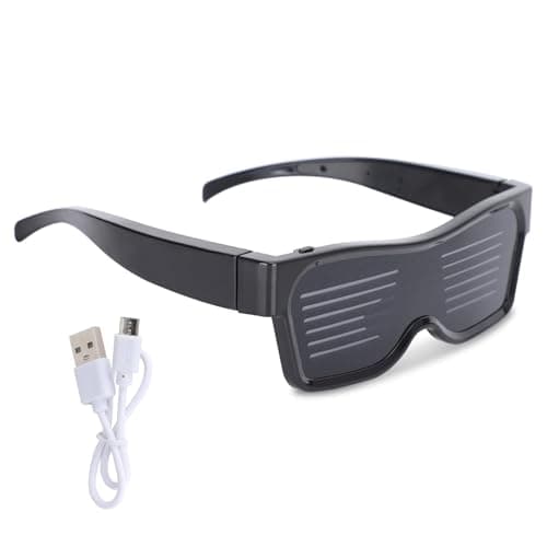 HERCHR Occhiali Bluetooth a LED, Display di controllo APP Messaggi lampeggianti Occhiali intelligenti per Party Club DJ Festival Natale