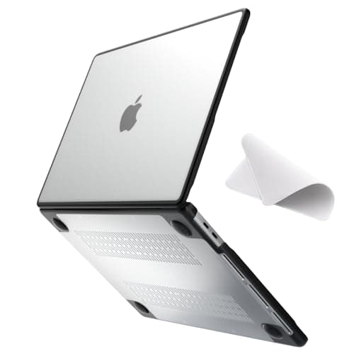 eleger Cover anti-cracking compatibile con MacBook Pro 13 pollici M2/M1 A2338 A2251 A2289 A2159 A1989 A1708 A1706, versione 2022-2016, bordo in TPU nero e Custodia rigido in PC, Trasparente opaco