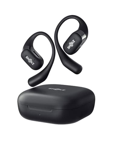 SHOKZ Auricolari OpenFit open-ear, auricolari Bluetooth True Wireless con microfono, auricolari con gancio, ricarica rapida, 28 ore di riproduzione, impermeabilità IP54 - Nero