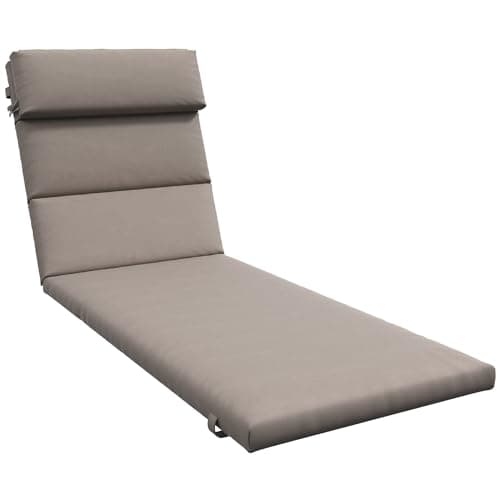 Outsunny Cuscino per Sdraio e Lettino Prendisole, Cuscino Imbottito con Poggiatesta e Lacci in Poliestere Resistente all'Acqua, Grigio Scuro